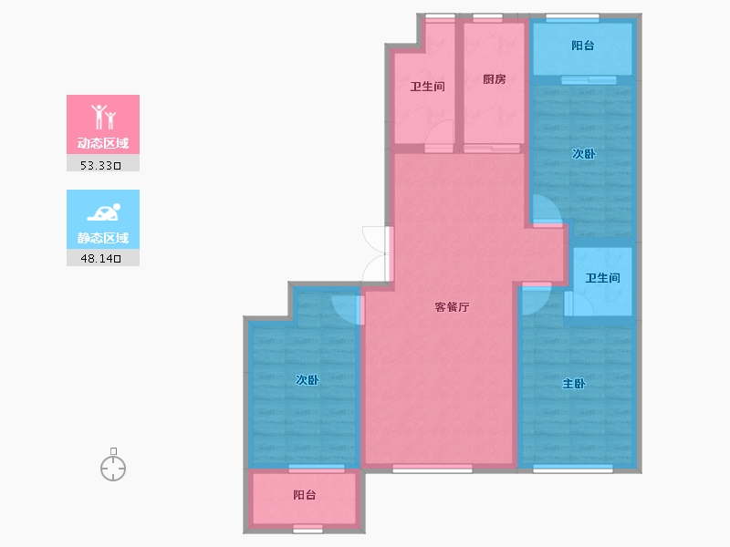 山东省-潍坊市-金庆御花园-89.69-户型库-动静分区