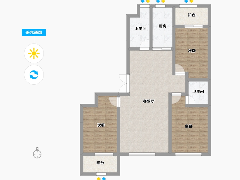 山东省-潍坊市-金庆御花园-89.69-户型库-采光通风