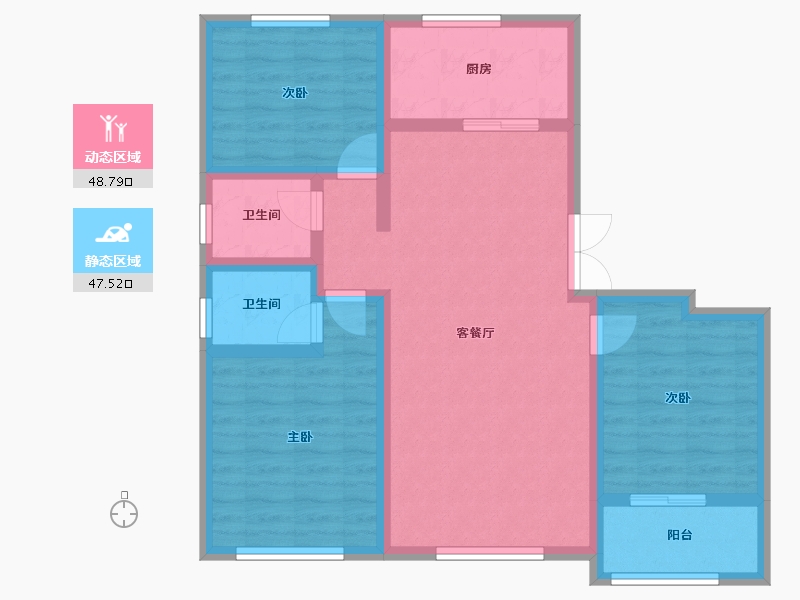 山东省-潍坊市-金庆御花园-85.40-户型库-动静分区