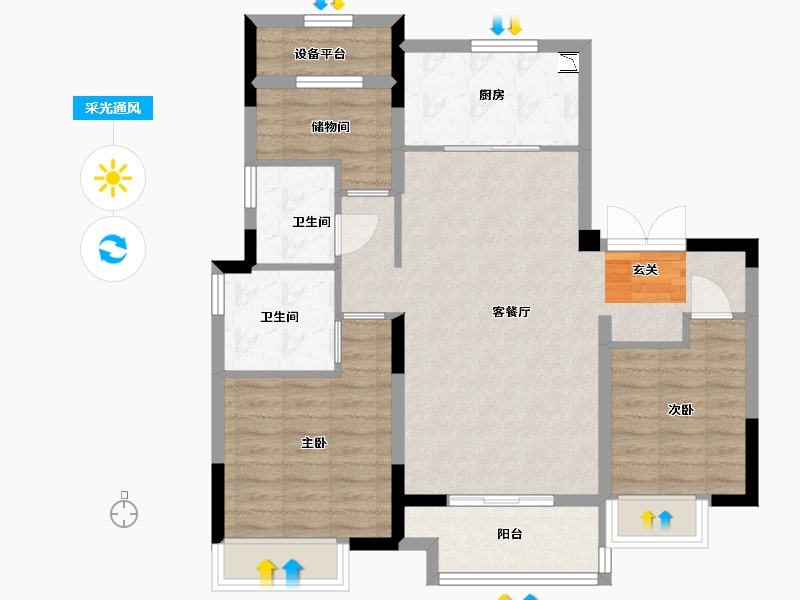 浙江省-湖州市-湖州丝绸小镇-84.08-户型库-采光通风