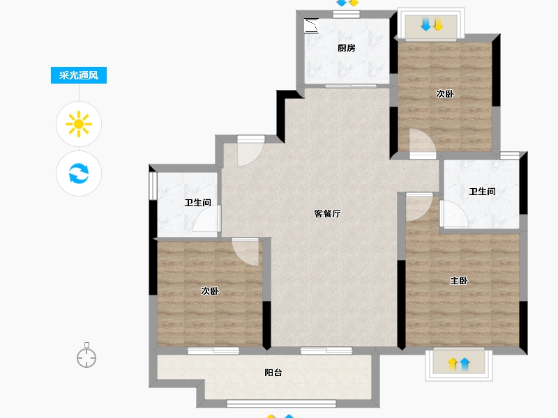 江西省-赣州市-金科高速集美天宸-96.80-户型库-采光通风