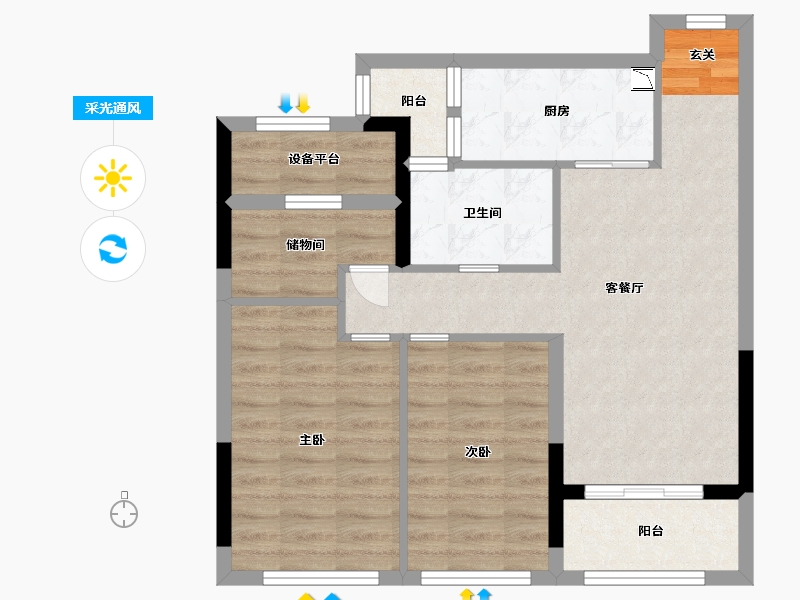 浙江省-湖州市-中建投悦湖名城-68.79-户型库-采光通风