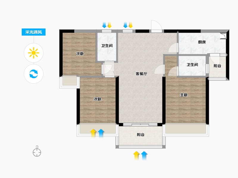 广东省-韶关市-乐昌碧桂园-87.78-户型库-采光通风