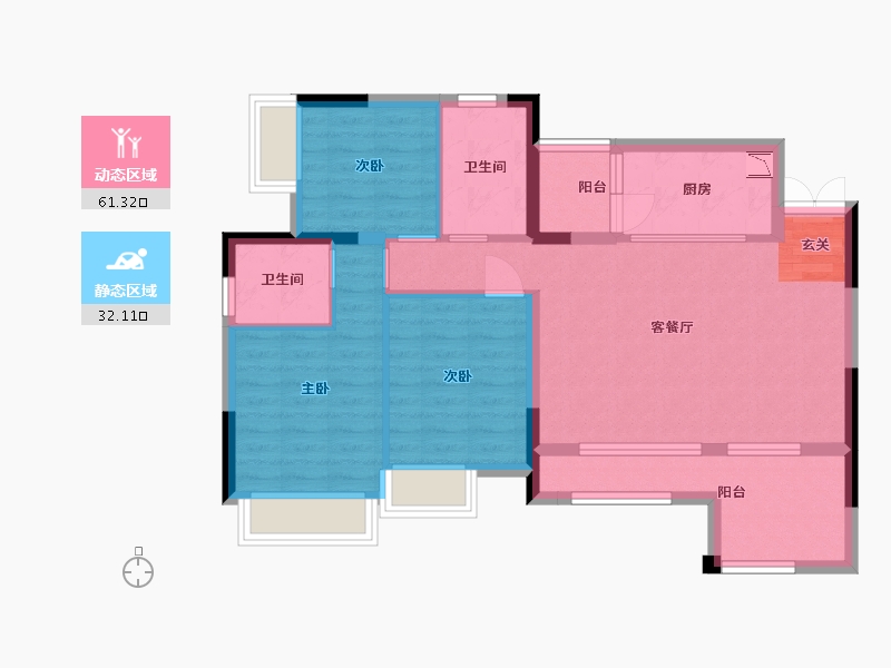 重庆-重庆市-华福58-83.48-户型库-动静分区