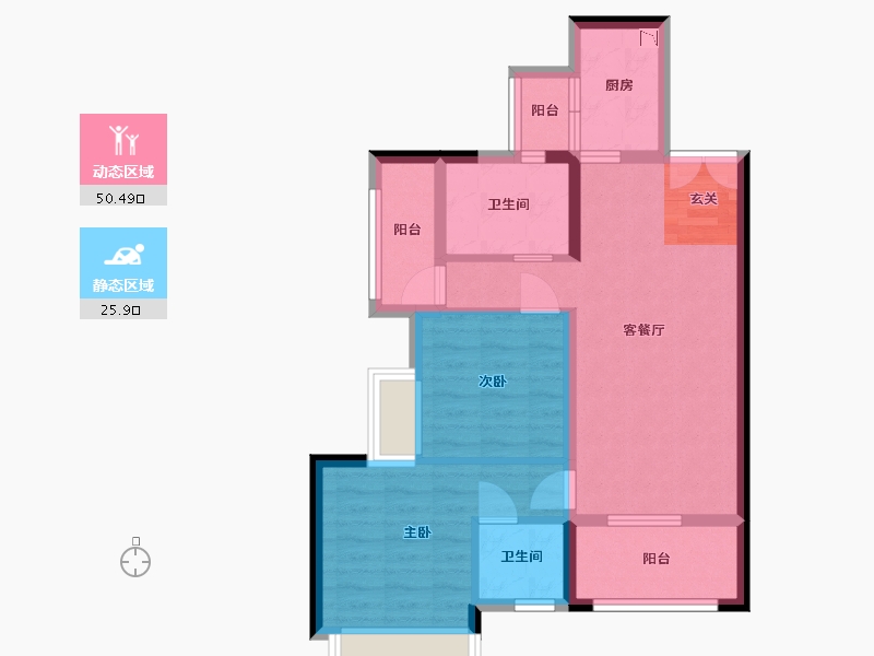 重庆-重庆市-华福58-67.07-户型库-动静分区