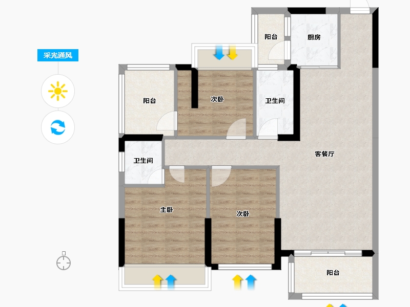 广东省-惠州市-御豪庭-87.90-户型库-采光通风