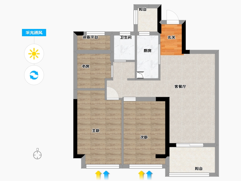 浙江省-湖州市-中建投悦湖名城-70.40-户型库-采光通风