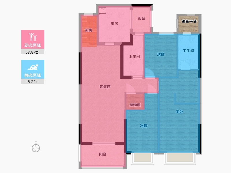 浙江省-湖州市-恒大金陵悦府-102.40-户型库-动静分区