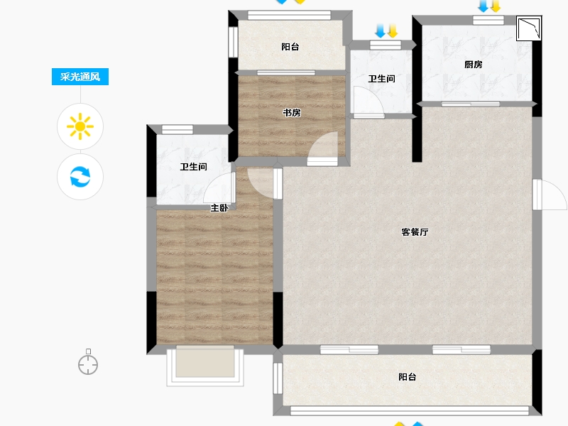 安徽省-合肥市-东城金茂悦-80.79-户型库-采光通风