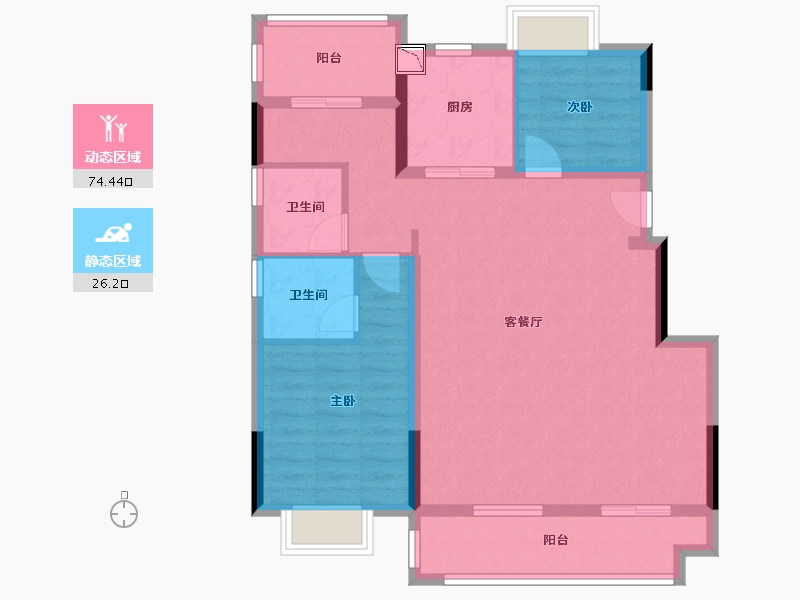 安徽省-合肥市-东城金茂悦-90.39-户型库-动静分区