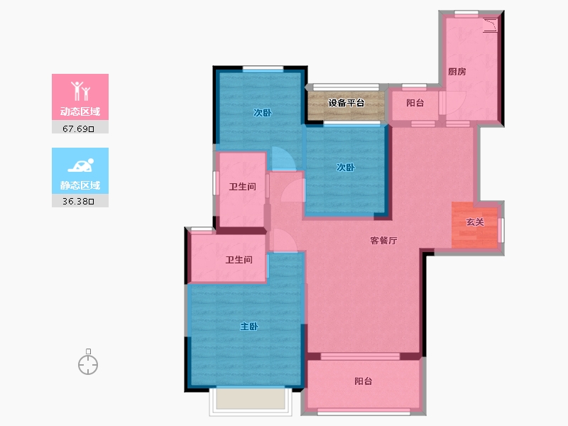 浙江省-湖州市-恒大金陵悦府-95.20-户型库-动静分区