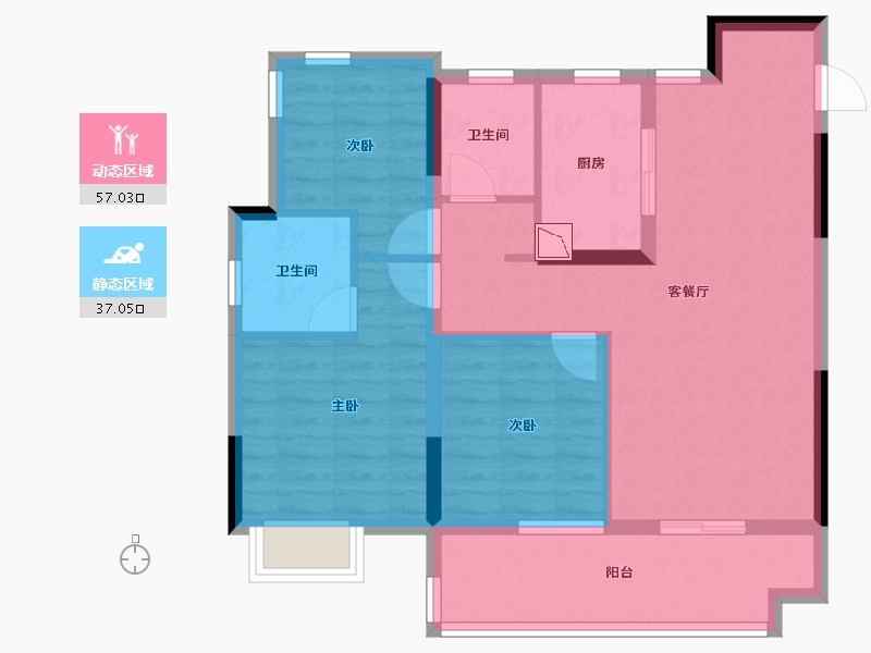 安徽省-合肥市-金科四季春晓-83.99-户型库-动静分区