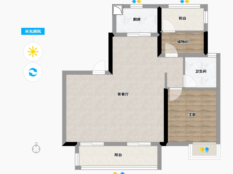 安徽省-合肥市-金科集美天辰-68.83-户型库-采光通风