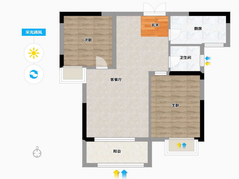 湖南省-株洲市-联谊云庐（高层）-64.00-户型库-采光通风