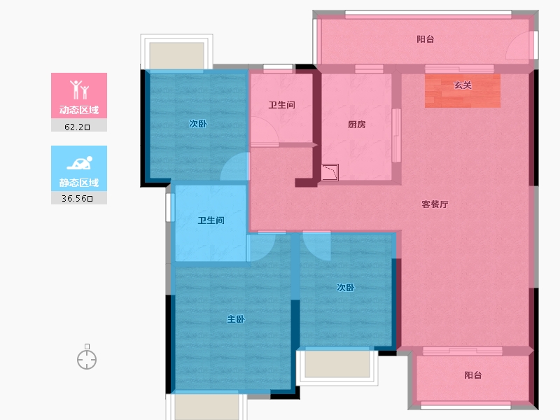 湖南省-株洲市-景业山湖湾-87.89-户型库-动静分区