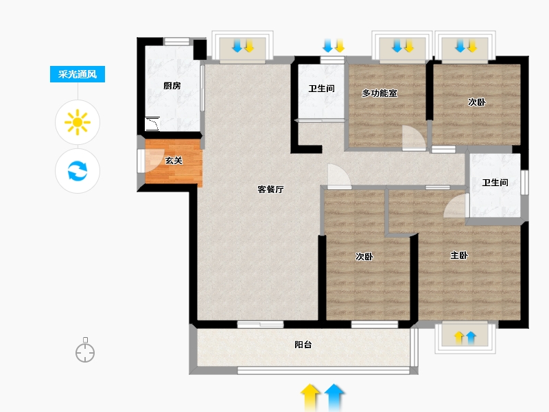 湖南省-株洲市-碧桂园城央一品-99.49-户型库-采光通风