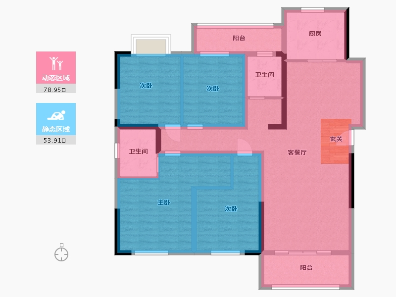 湖南省-株洲市-联谊云庐（高层）-118.40-户型库-动静分区