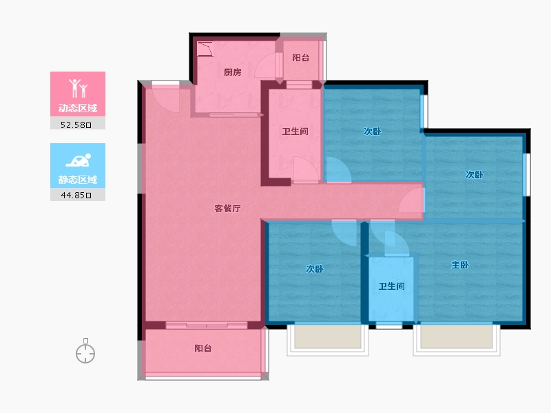 广西壮族自治区-南宁市-奥园永和府-86.74-户型库-动静分区