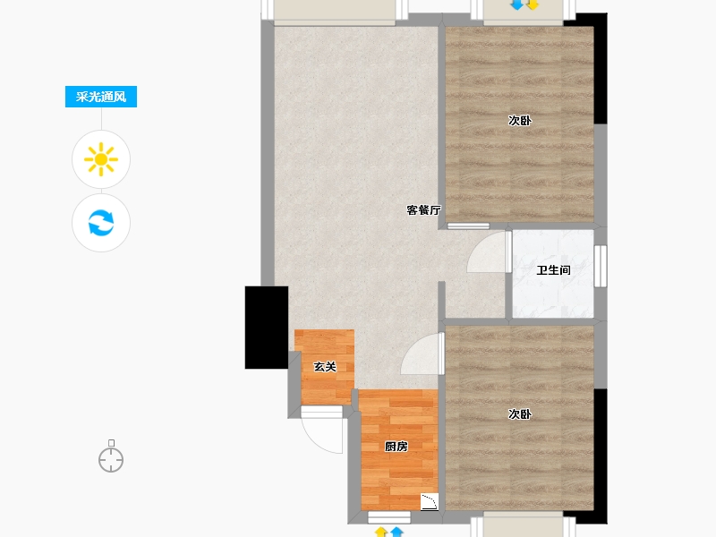 湖南省-株洲市-型格U公馆-49.83-户型库-采光通风