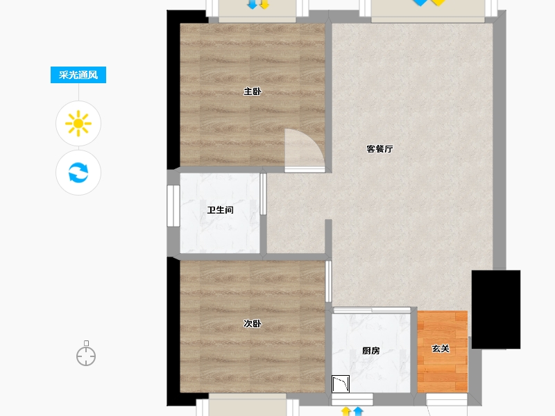 湖南省-株洲市-型格U公馆-40.90-户型库-采光通风