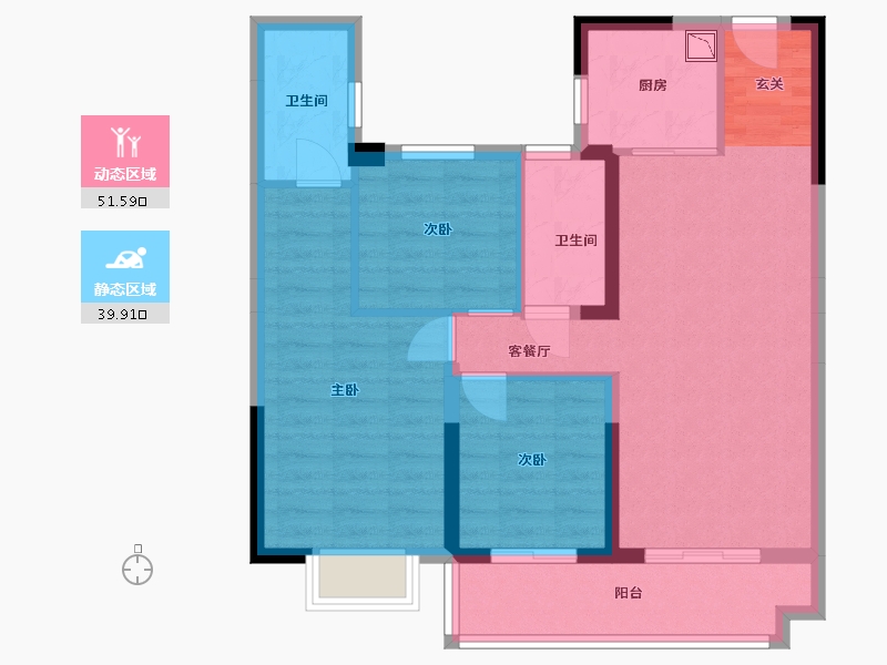 湖南省-株洲市-碧桂园城央一品-81.33-户型库-动静分区