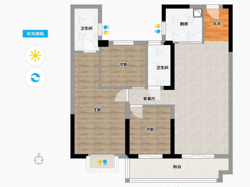 湖南省-株洲市-碧桂园城央一品-81.33-户型库-采光通风