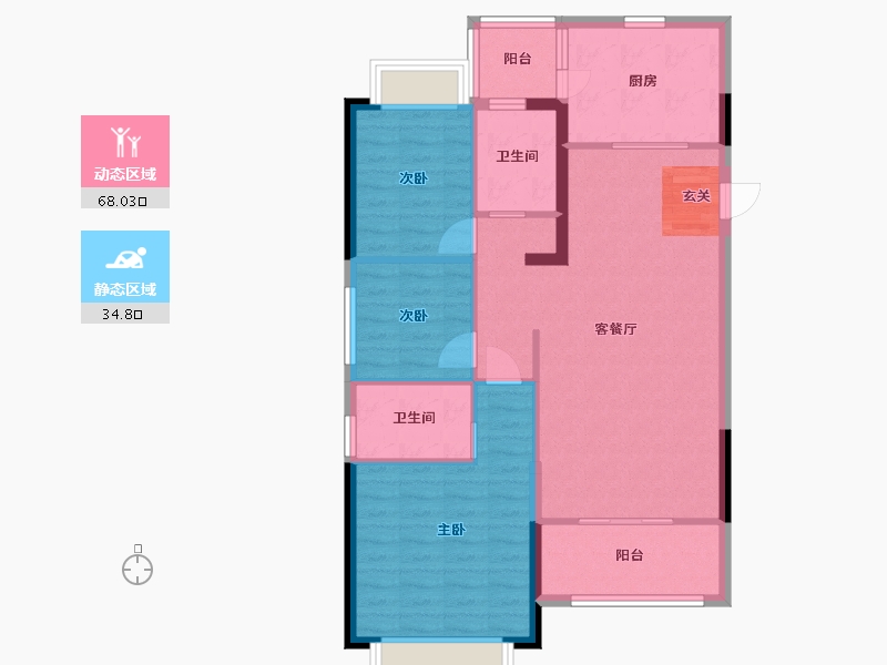 江苏省-南京市-恒大湖山半岛-92.83-户型库-动静分区