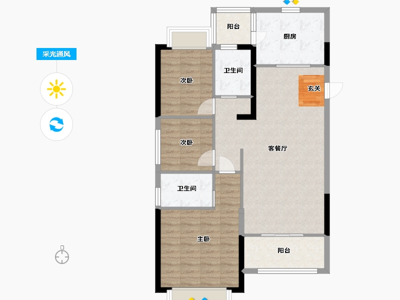 江苏省-南京市-恒大湖山半岛-92.83-户型库-采光通风