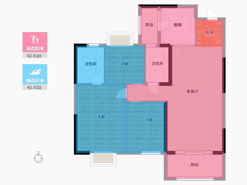 江苏省-南京市-恒大湖山半岛-94.39-户型库-动静分区