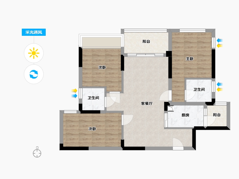 四川省-成都市-悦未来-75.38-户型库-采光通风