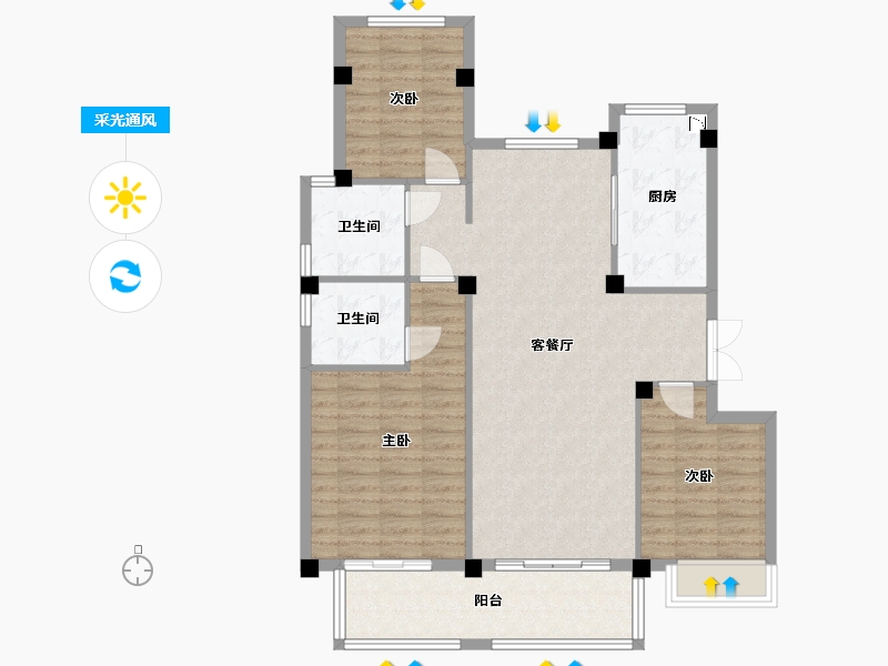 江西省-上饶市-云海观棠府-105.87-户型库-采光通风