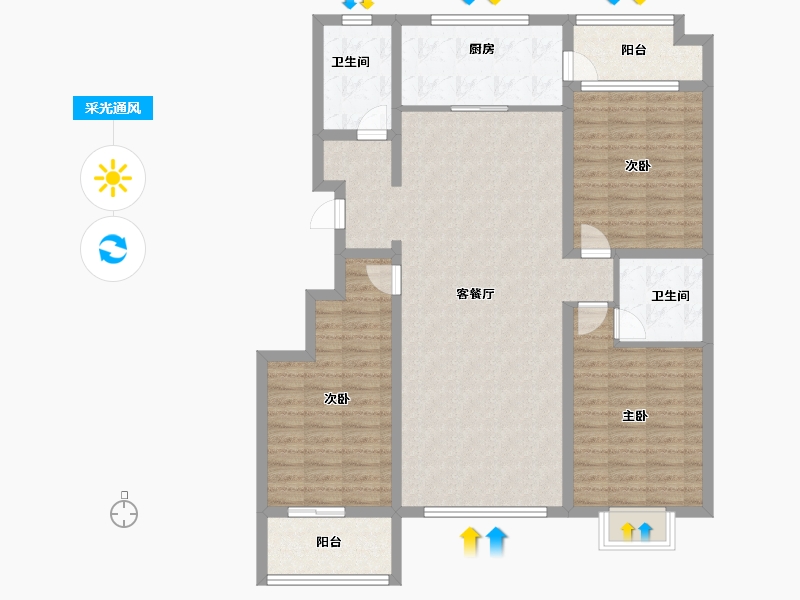 山东省-潍坊市-清荷湾臻园-116.80-户型库-采光通风