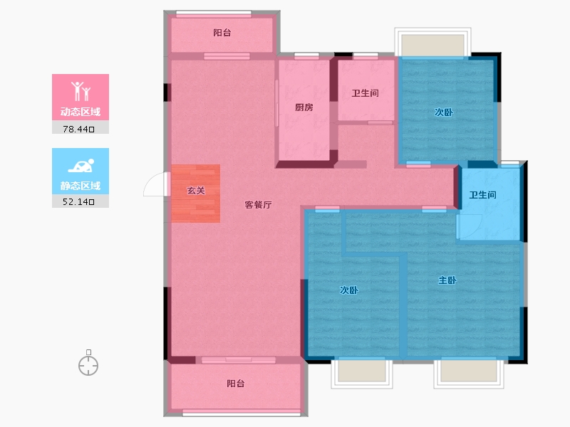 湖南省-株洲市-联谊云庐（高层）-116.80-户型库-动静分区