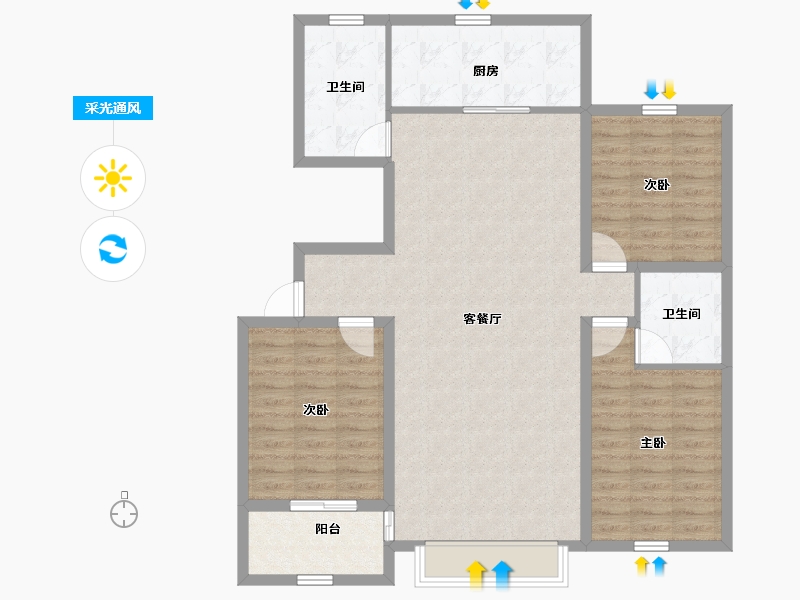 山东省-潍坊市-润地心悦城-108.00-户型库-采光通风