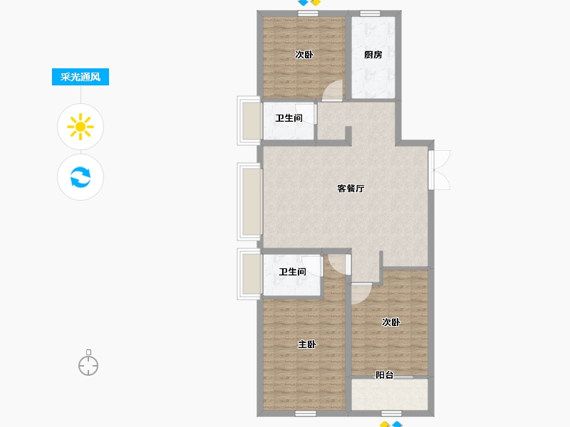 山东省-潍坊市-华安紫宸公馆-101.60-户型库-采光通风