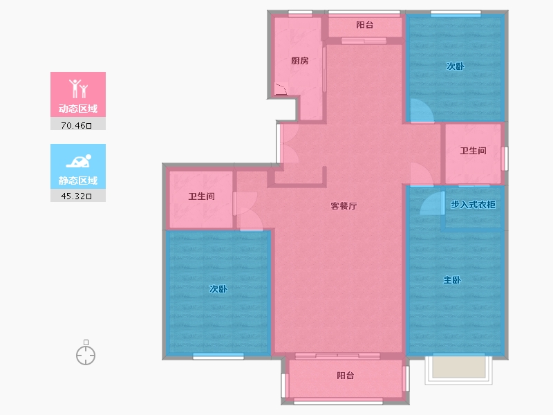 黑龙江省-齐齐哈尔市-观景国际-104.21-户型库-动静分区