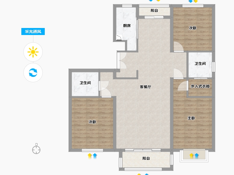 黑龙江省-齐齐哈尔市-观景国际-104.21-户型库-采光通风