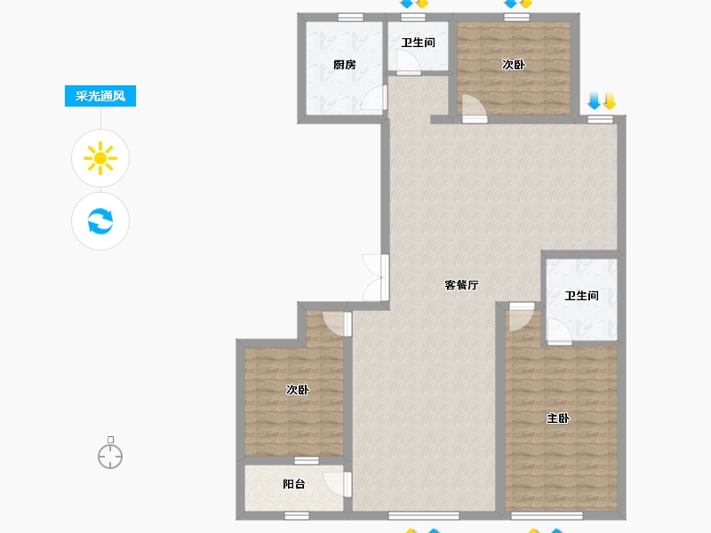 山东省-潍坊市-华安紫宸公馆-119.20-户型库-采光通风