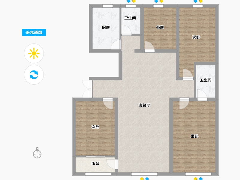 山东省-潍坊市-华安紫宸公馆-116.80-户型库-采光通风