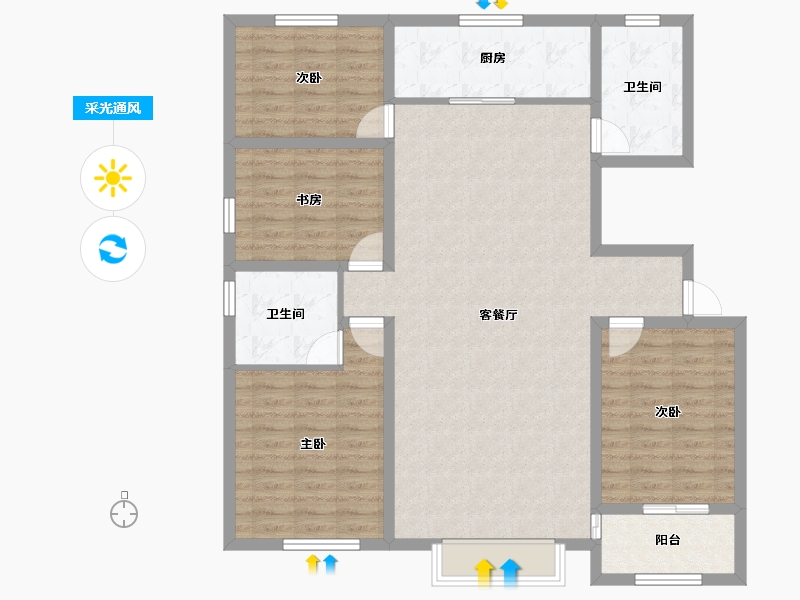 山东省-潍坊市-润地心悦城-116.00-户型库-采光通风