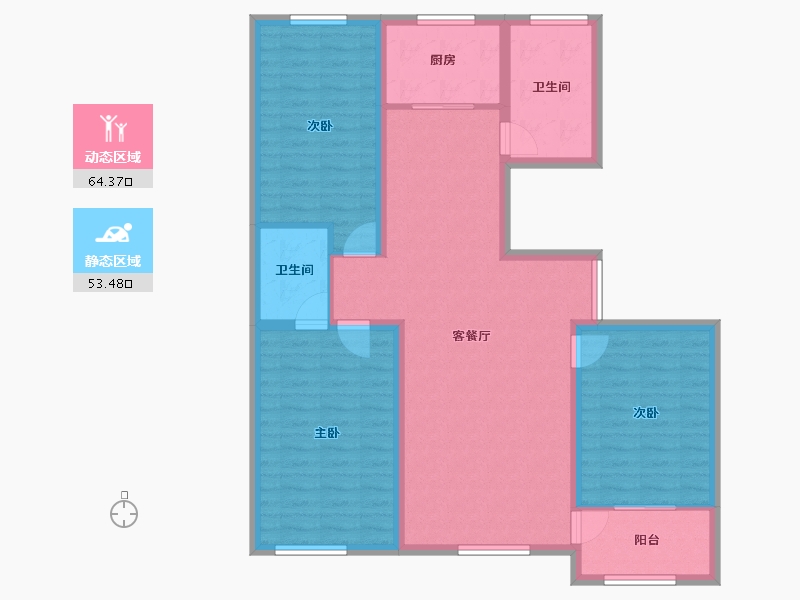 山东省-潍坊市-华安紫宸公馆-106.40-户型库-动静分区