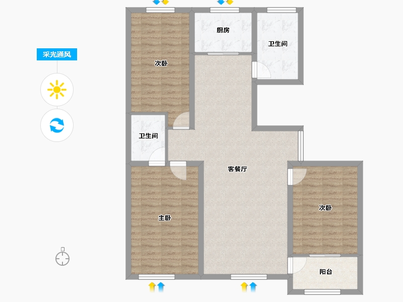 山东省-潍坊市-华安紫宸公馆-106.40-户型库-采光通风