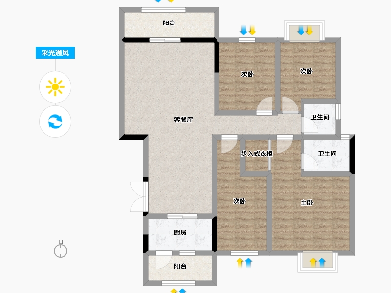 云南省-昆明市-石林西湖紫园-107.01-户型库-采光通风