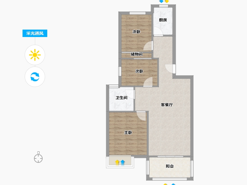 河南省-郑州市-民安尚郡-71.44-户型库-采光通风