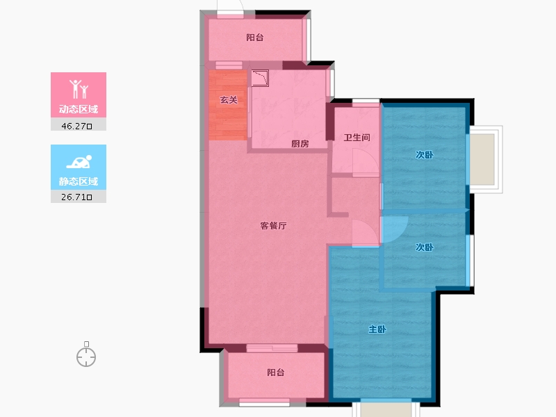 河南省-郑州市-时代领峰（清远）-64.75-户型库-动静分区