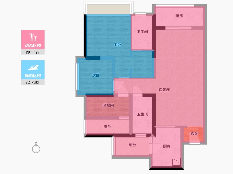 广东省-广州市-朝安金茂悦-79.20-户型库-动静分区