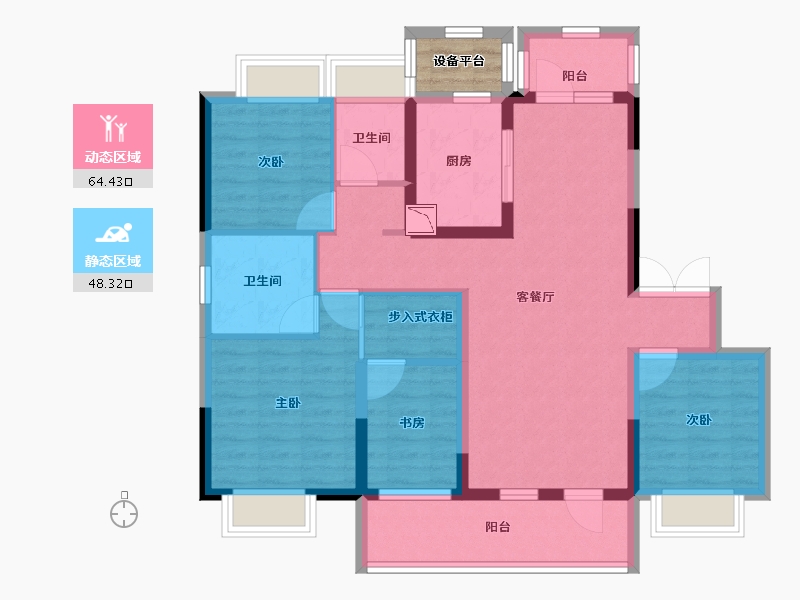 江苏省-无锡市-中锐星樾-102.40-户型库-动静分区