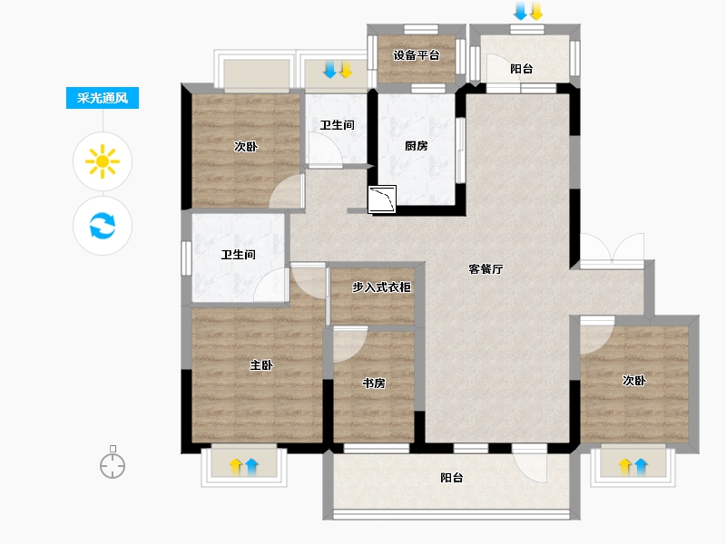 江苏省-无锡市-中锐星樾-102.40-户型库-采光通风