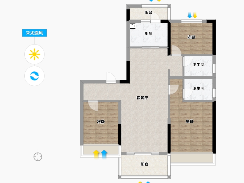 河南省-周口市-碧桂园-97.00-户型库-采光通风