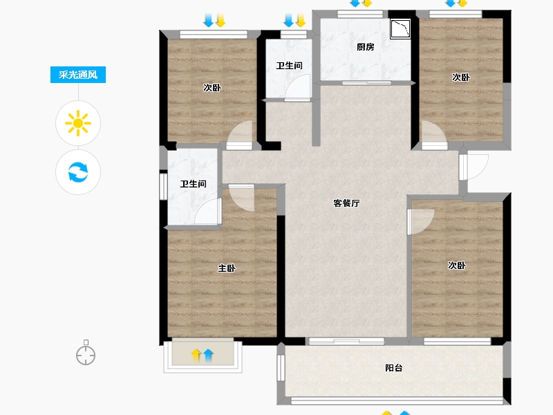 福建省-泉州市-保利城-99.43-户型库-采光通风